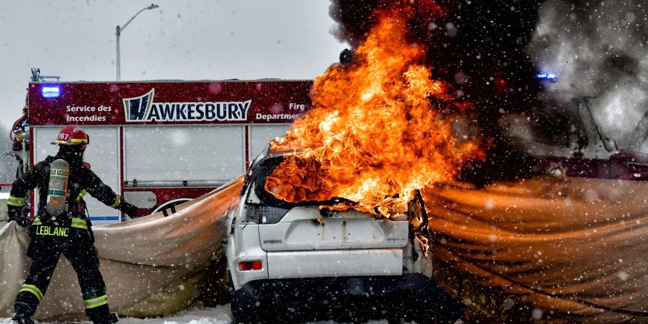 Tulmar demonstrates EV fire blanket in Hawkesbury