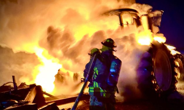 Tractor fire near St-Eugène