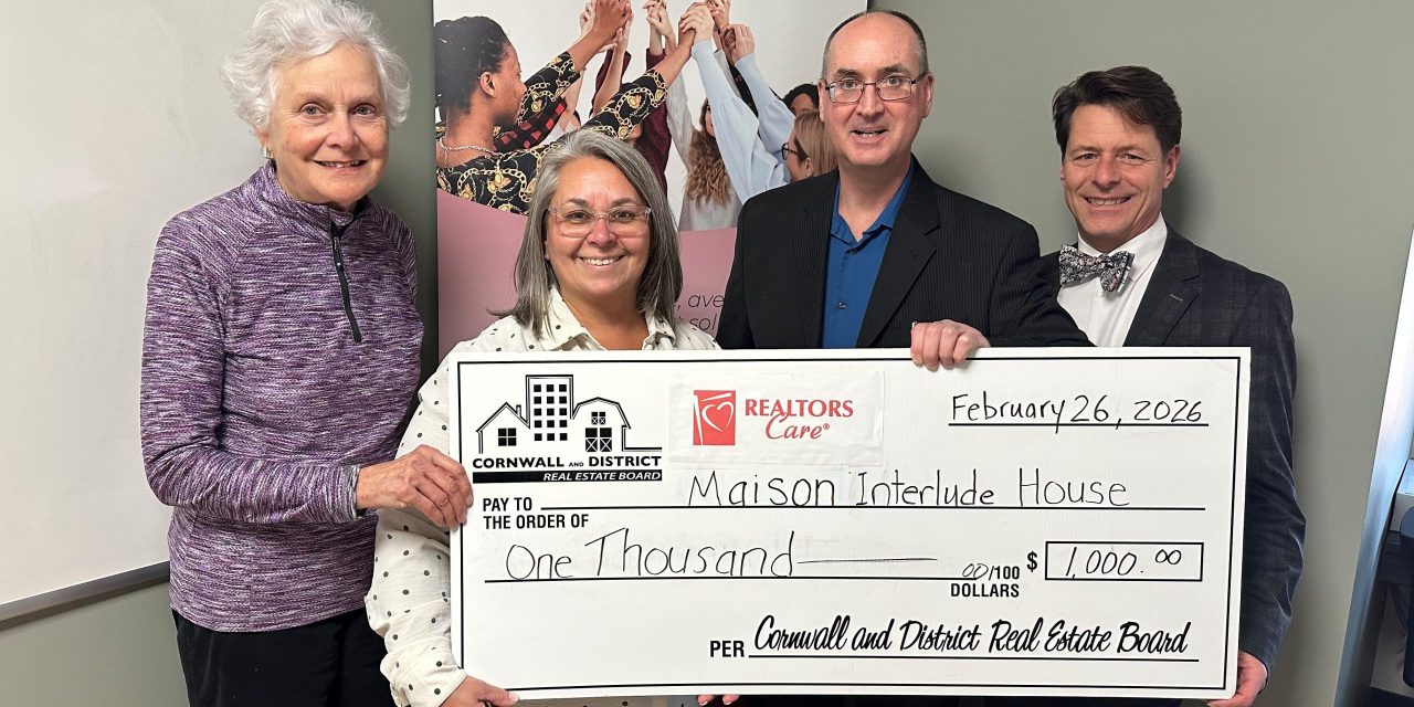 Cornwall and District Real Estate Board supports Maison Interlude with $1,000 donation