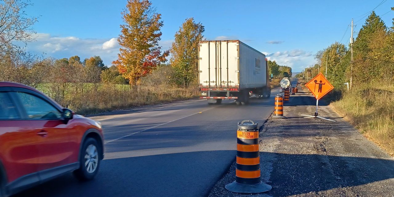 Road work rolls on along Highway 34