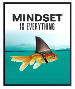 Fish Motivational Wall Art Poster for Home, Office Gift for Entrepreneur Student Inspirational Decor Positive Quote Goldfish