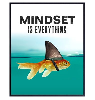 Fish Motivational Wall Art Poster for Home, Office Gift for Entrepreneur Student Inspirational Decor Positive Quote Goldfish