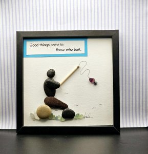 "Gone Fishing" Pebble Art
