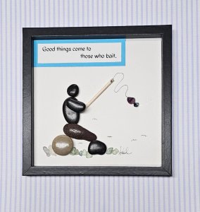"Gone Fishing" Pebble Art
