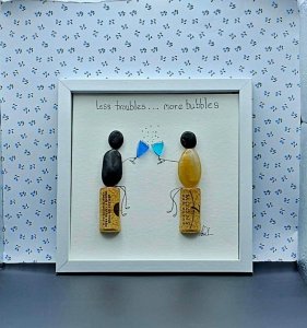 "Less Troubles" Pebble Art