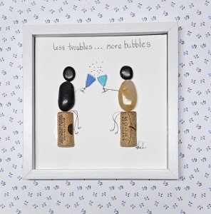 "Less Troubles" Pebble Art