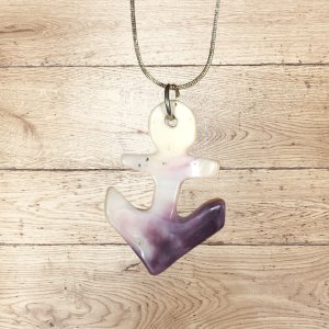 Quahog Shell Wampum Ship Anchor Necklace