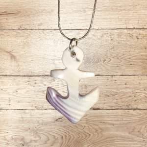 Quahog Shell Wampum Ship Anchor Necklace