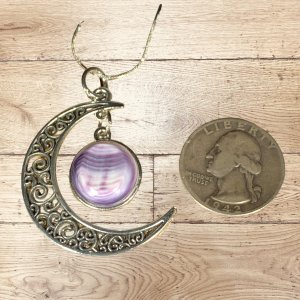 Quahog Shell Wampum Moon Necklace