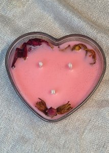 Lily Rose Botanical Glass Heart Candle, 15oz