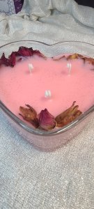 Lily Rose Botanical Glass Heart Candle, 15oz