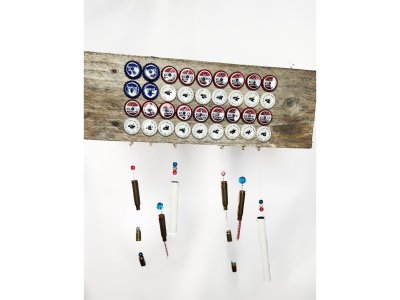 Beer Cap and Bullet US Flag Wind Chime
