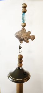 Upcycled Brown Light Fixture and Fish Wind Chime