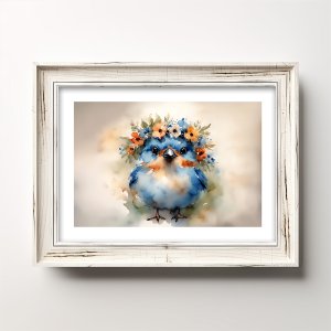 "Buttercup" Original Bluebird of Happiness Wall Art Print Home Decor