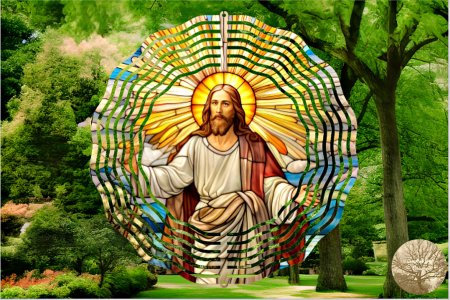 10" Metal Handmade Wind Spinner Religious Handmade