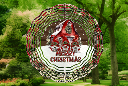 10" Metal Wind Spinner Christmas Gnome Handmade