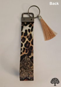 Sunflower Leopard Print Design Key Fob Wristlet Handmade