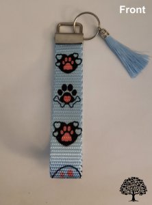 Paw Print Design Key Fob Wristlet Handmade