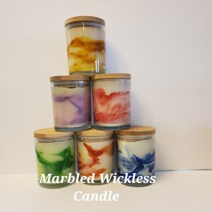 Marbled Wickless Candle