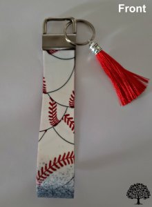Baseball Design Key Fob Wristlet Handmade