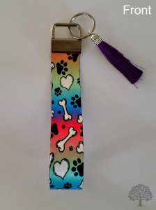 Dog Design Key Fob Wristlet Handmade