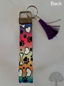 Dog Design Key Fob Wristlet Handmade