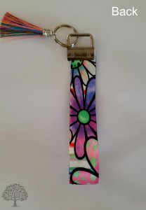Colorful Flowers Key Fob Wristlet Handmade