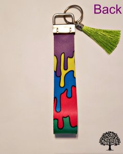 Paint Drips Colorful Design Key Fob Wristlet Handmade