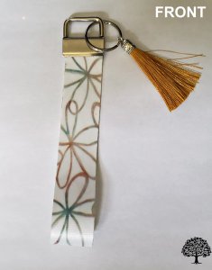 Flower Design Key Fob Wristlet Handmade