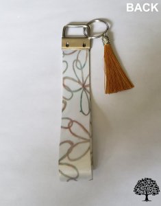 Flower Design Key Fob Wristlet Handmade