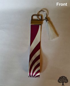 Purple White Stripe Design Key Fob Wristlet Handmade