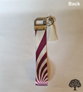 Purple White Stripe Design Key Fob Wristlet Handmade
