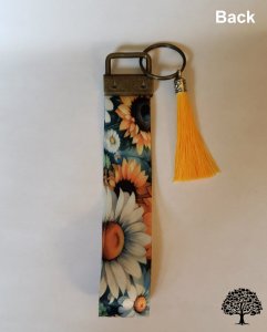 Sunflowers and Daisy Design Key Fob Wristlet Handmade