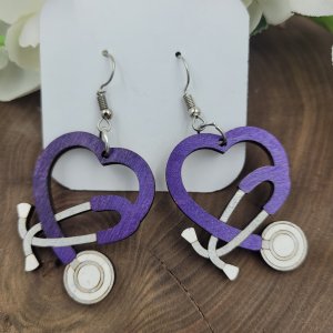 Wooden Stethoscope Earrings by Bubaloo's Art