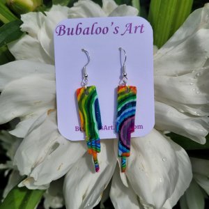 Rainbow Polymer Clay Hoop, Dangle, Teardrop, Flower Unique Earrings by Bubaloo's Art