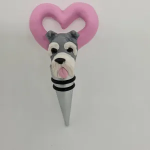 Schnauzer Dog Stainless Steel Wine Bottle Stopper by Bubaloo's Art