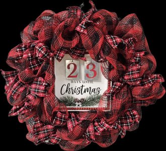 Red plaid Days Till Christmas Wreath