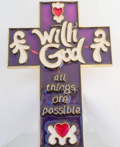 Cross with the words:  "With God All Things Are Possible" Nightlight