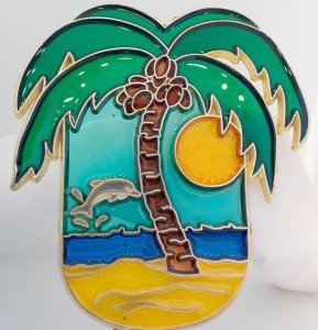 Palm Tree on Beach with Dolphins Nightlight