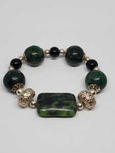 Crazy Lace Agate and Onyx Bracelet