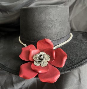 Handmade Leather Rose Hat Band