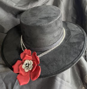Handmade Leather Rose Hat Band