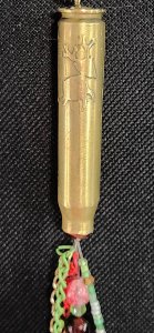 Repurposed Brass Bullet Etched Reindeer Christmas Charm Ornament