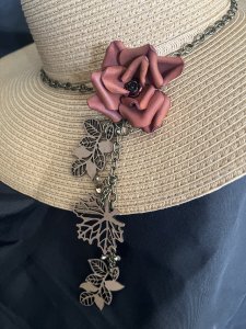 Handmade Leather Rose adjustable Hat Band