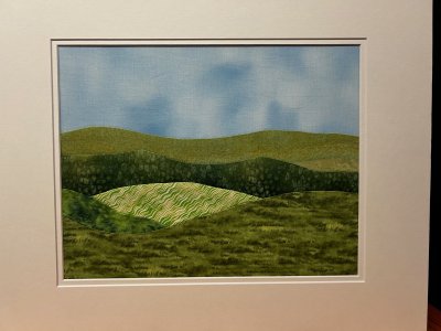 Green Fields - Original Fabric Landscape Art