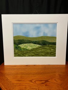 Green Fields - Original Fabric Landscape Art