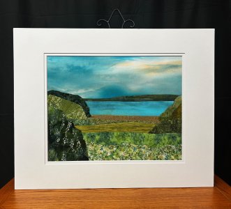 A View of the Lake - Original Fabric Landscape Art