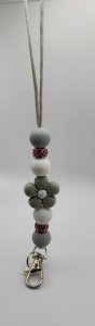Gray Flower Lanyard