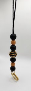 Black/Gold Rhinestone Lanyard
