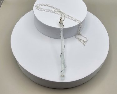 Wrapped Recycled Clear Glass Pendant Necklace